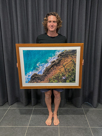 "From Above" fine art print in a teak frame with non-reflective glass