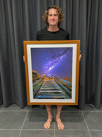 "Venus Dreaming" fine art print in a teak frame with non-reflective glass