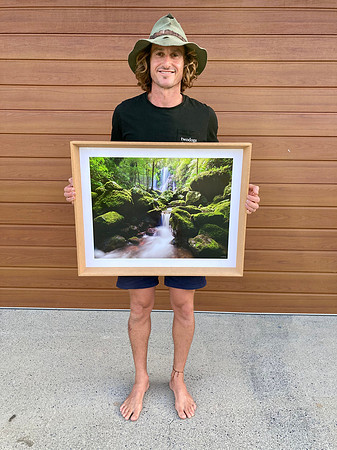 "Dark and Light" fine art print in a deep oak frame with non-reflective glass